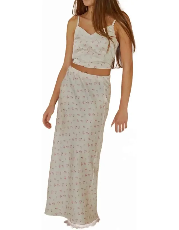 Ditsy Satin Maxi Skirt