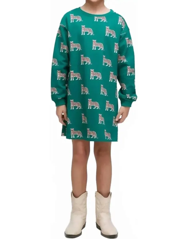 Jaguar Print Long-sleeved Dress