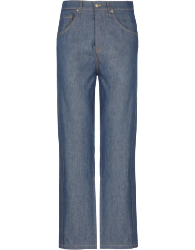 Logo Details Straight-leg Denim Jeans