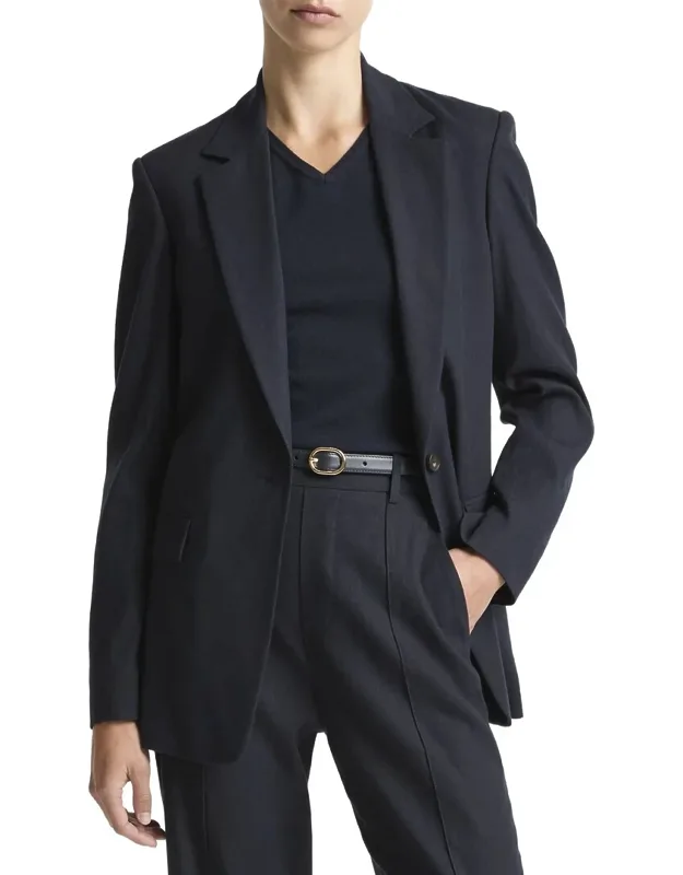 Linen-blend Single Breasted Blazer