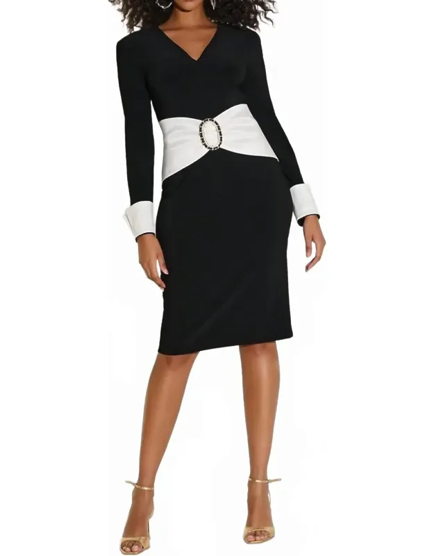 Silky Stretch Taffeta Knee-length Sheath Dress