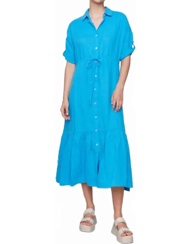 Button Front Sleeveless Swing Dress