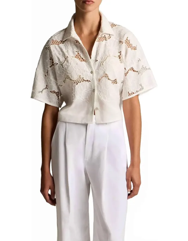 Lace Cropped Short-sleeve Shirt