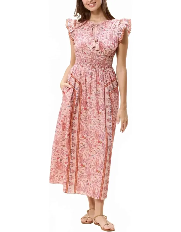 Jonni Ankle Dress - A-line Silhouette, Double Elastic Waist