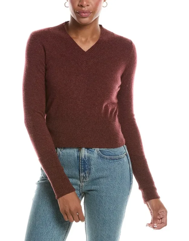 V-neck High Cuff Cashmere Sweater