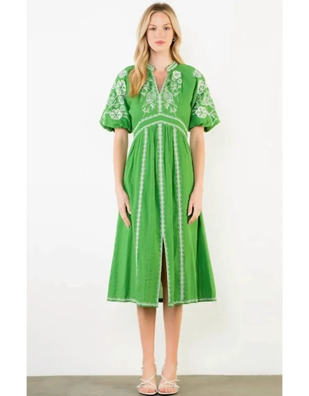 Embroidered Midi Dress