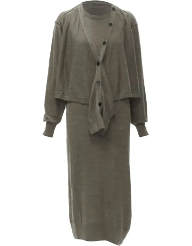 Merino Wool Blend Tie Front Cardigan Dress