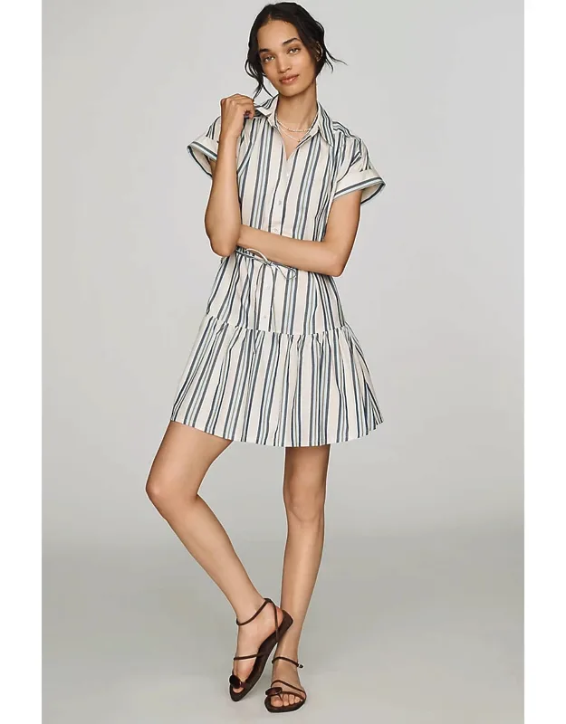 _evaline Mini Dress, Collared Neckline, Button Front_