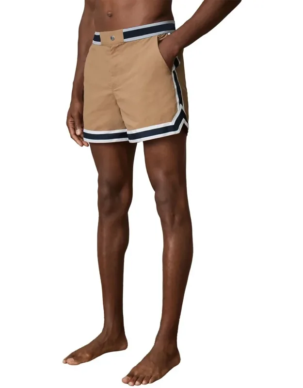 Baller Stripe Tape Hem Swim Trunk