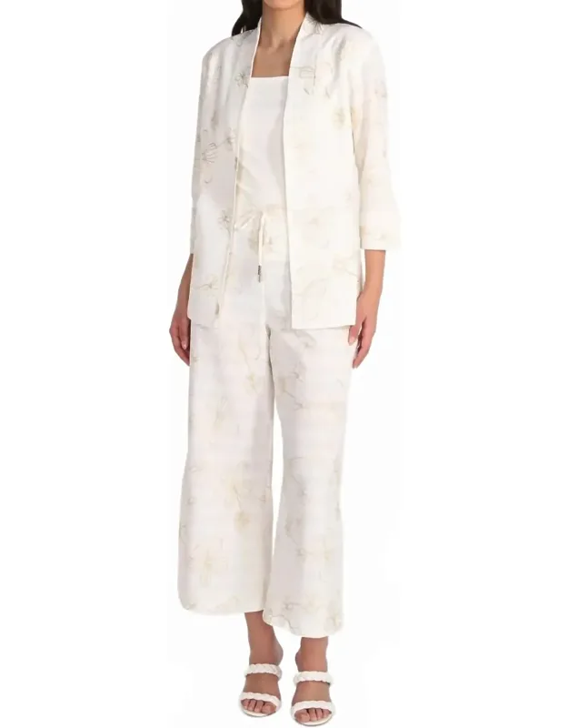 Floral Embroidery Wide-leg Pants