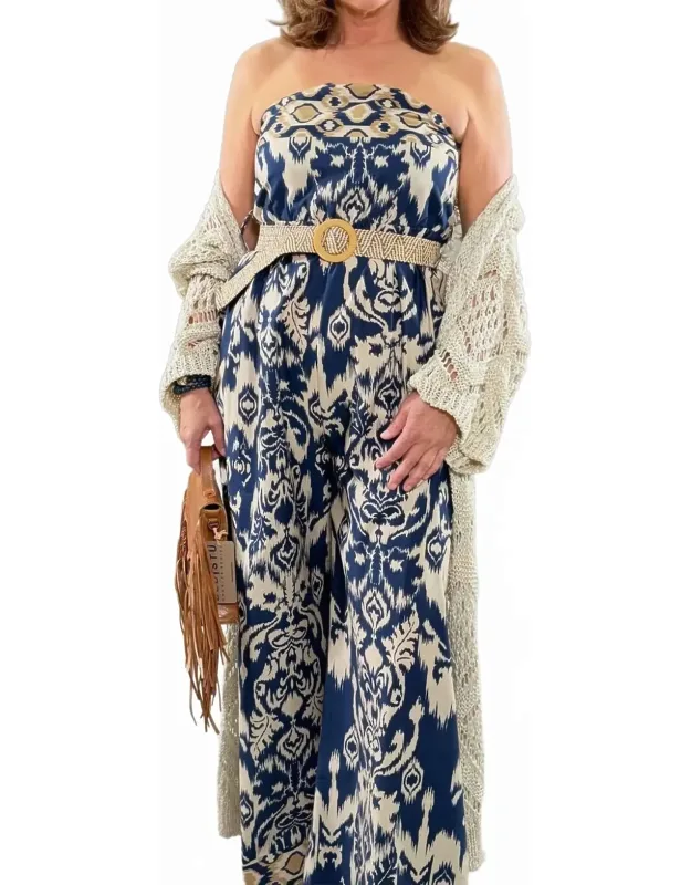 Patterned Wide Leg Jumpsuit