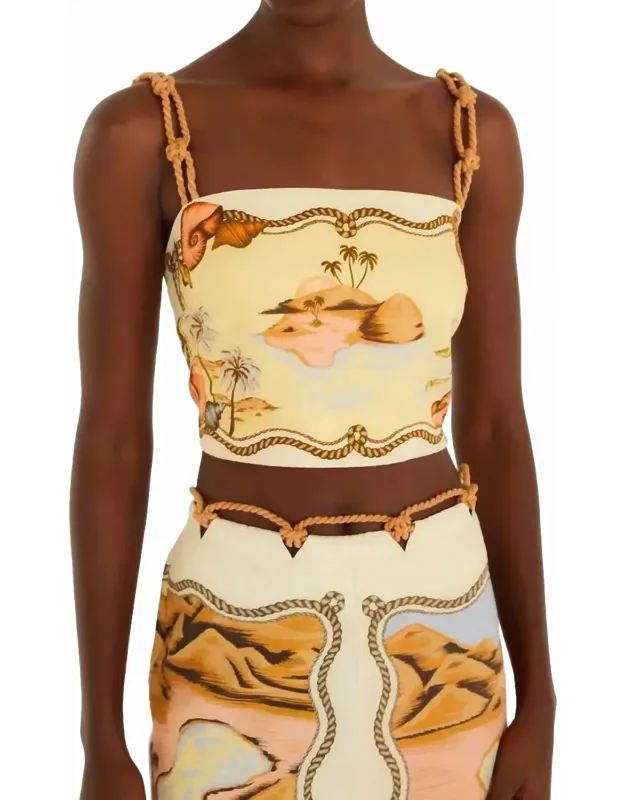 Souvenir Mixed Scarf Knot Strap Top