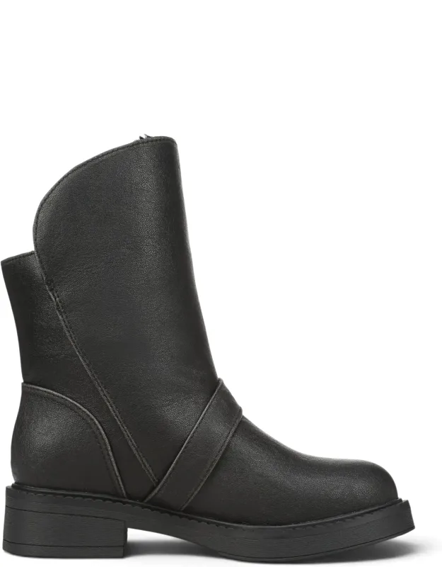 Faux Leather Winter Biker Boots