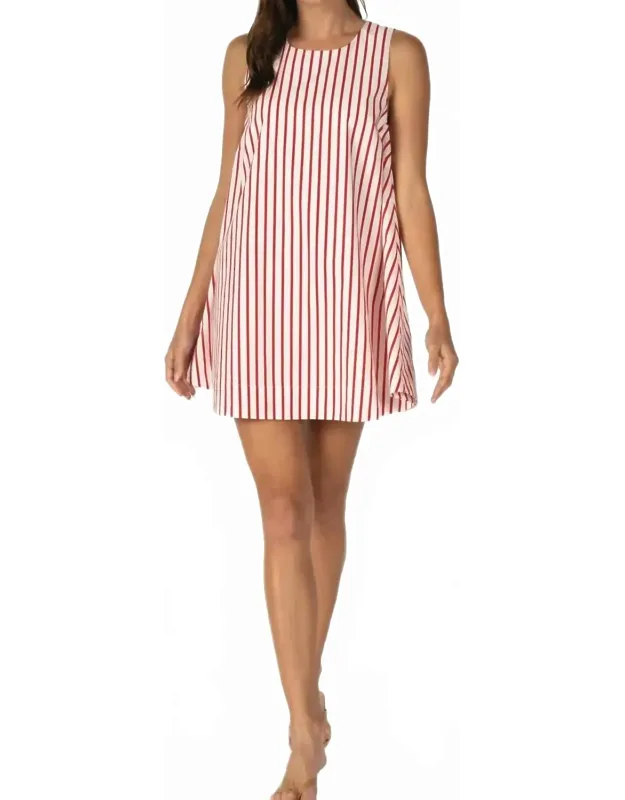 Scalloped Back Stripe Mini Dress