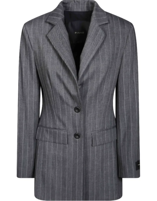 Wool-blend Pinstripe Tailored Blazer