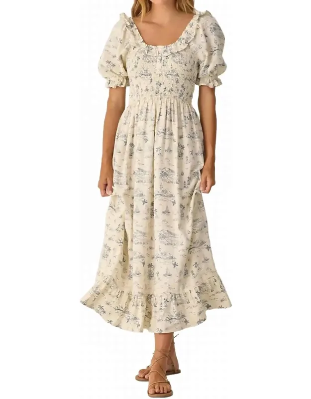 Lexi Ocean Toile Midi Dress