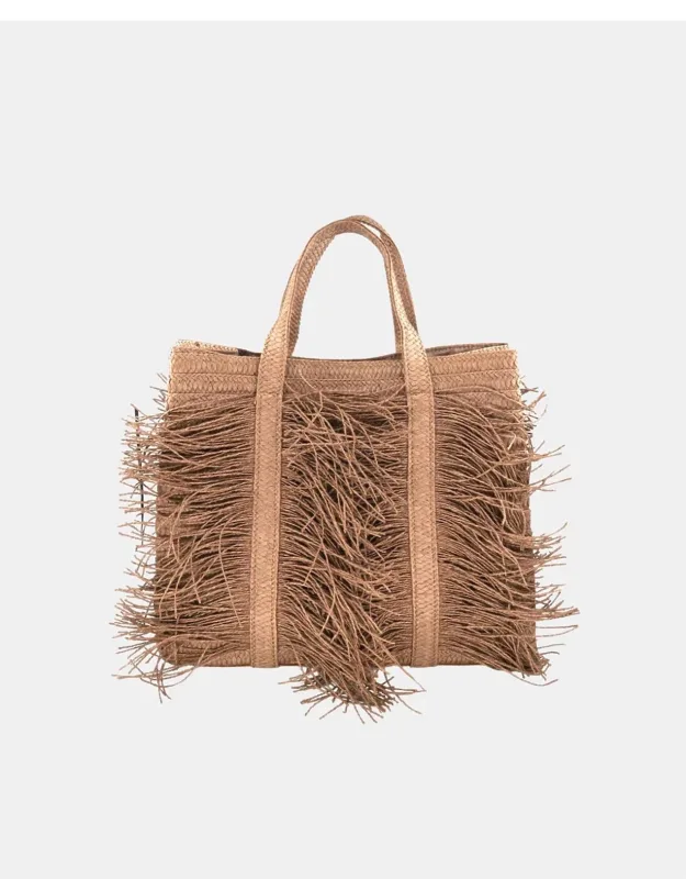 Sahara Fringe Raffia Tote Bag