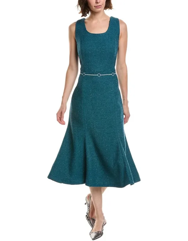 Sleeveless Tweed Midi Dress