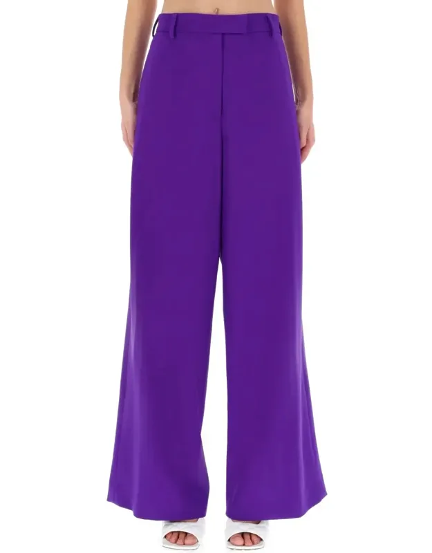 Concealed Closure High-waist Wool-blend Wide-leg Pants