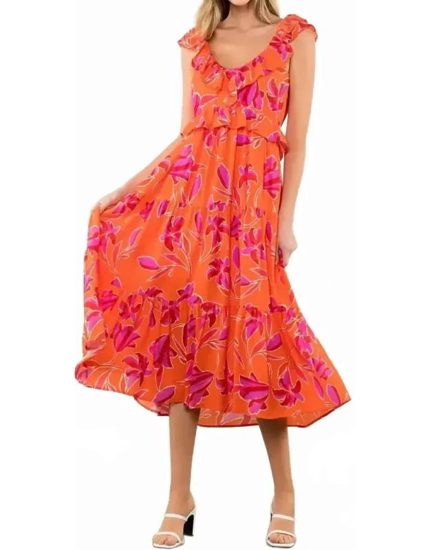 Flutter Sleeve Floral Dress