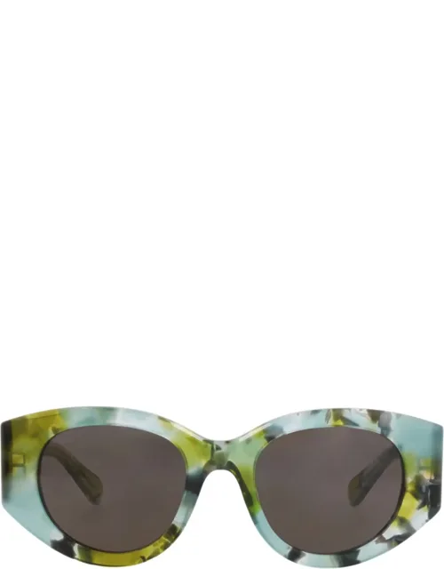 Round-frame Recycled Acetate Sunglasses With Saddle Nose Bridge And Non-polarized Lenses