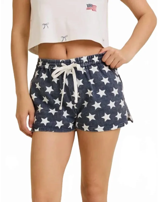 Star Print Denim Shorts
