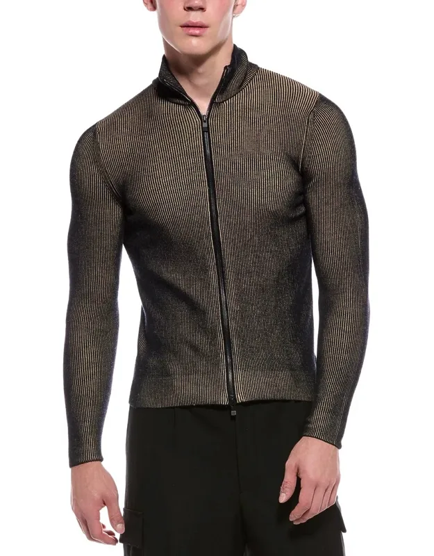 Wool-blend Ribbed Zip Jacket