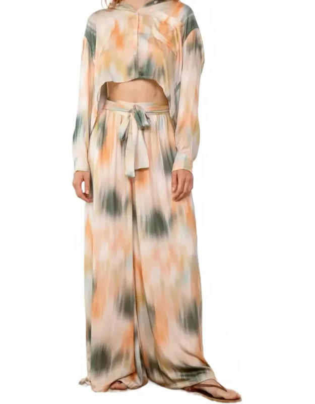 Printed Ecovero Viscose Wide Leg Trousers