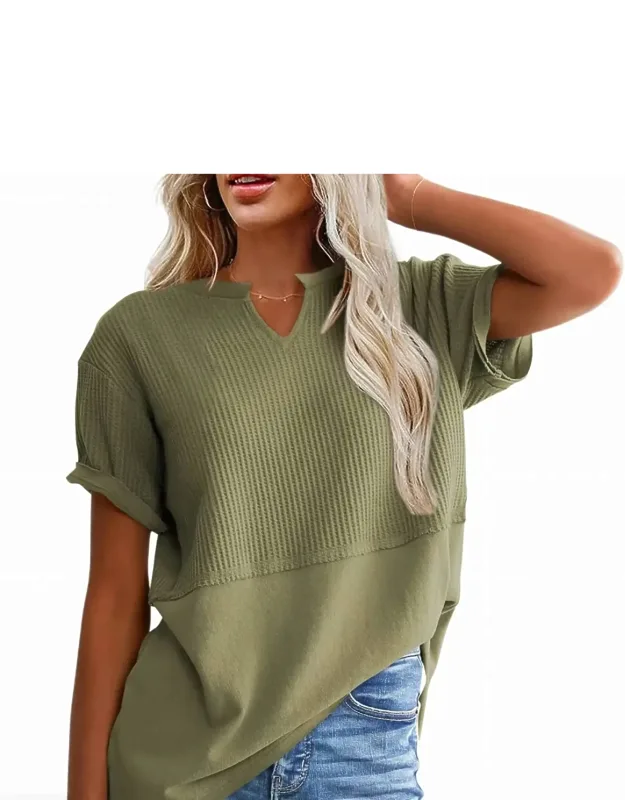 V Neck Split Top