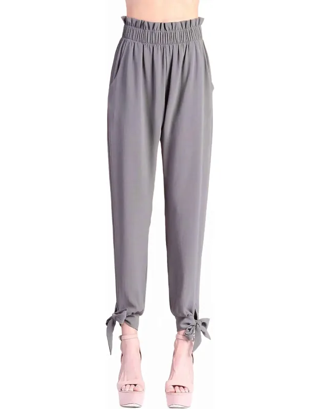 Ruffle Waist Ankle Pants