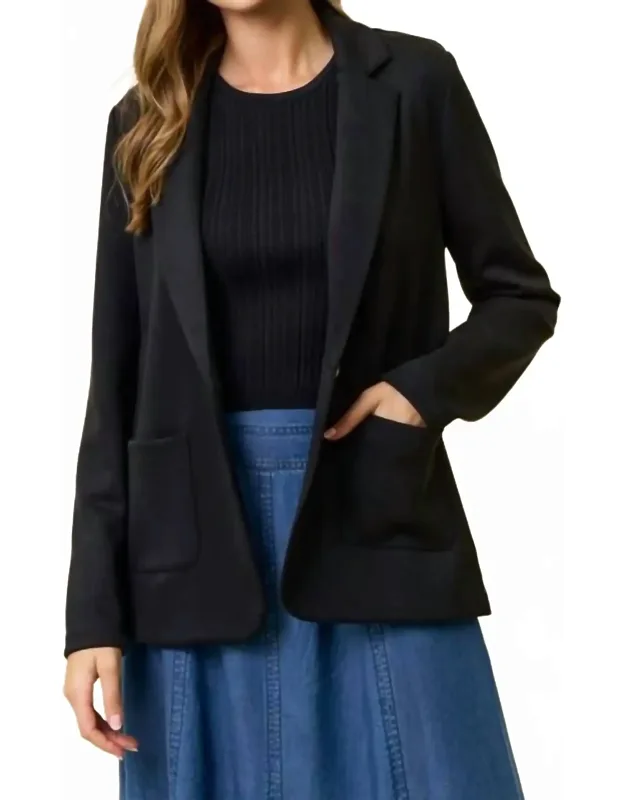 Brushed Modal Flap Pocket Long Sleeve Blazer