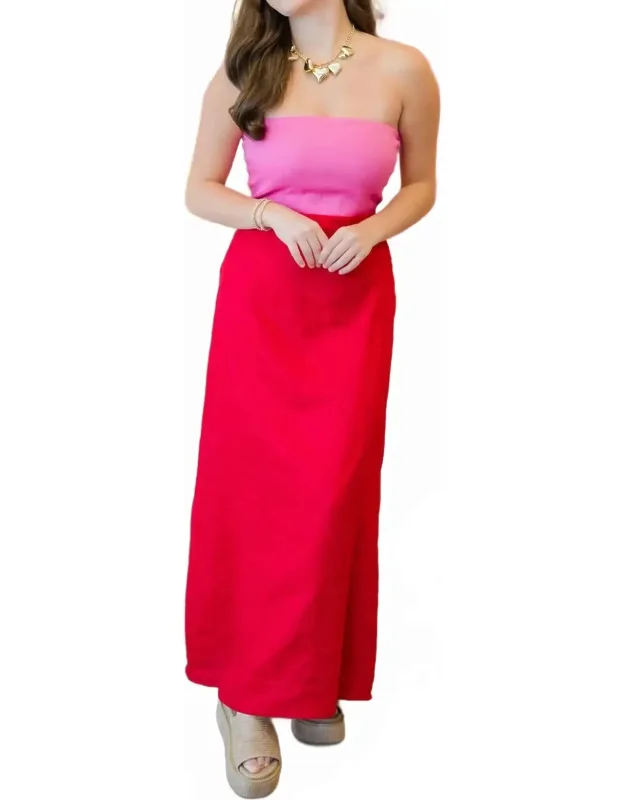 Emersyn Linen Color Block Bustier Maxi Dress
