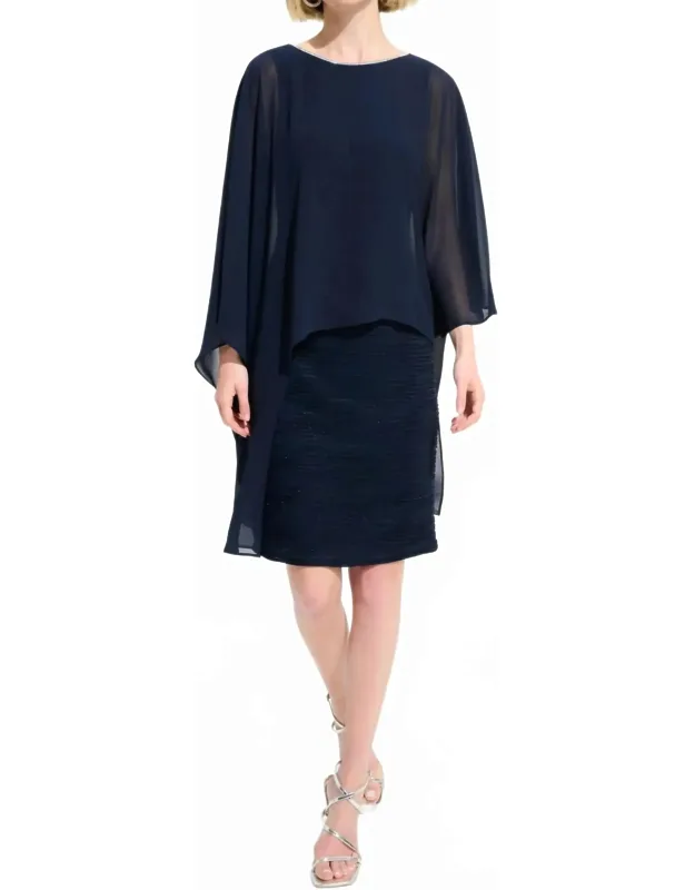 Chiffon Poncho Overlay Sheath Dress