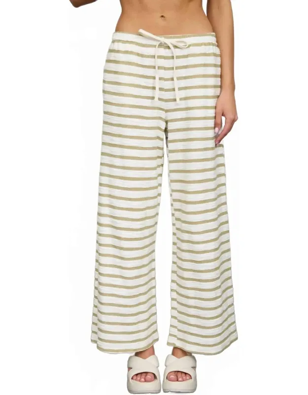 Stripe Drawstring Wide Leg Knit Lounge Pants
