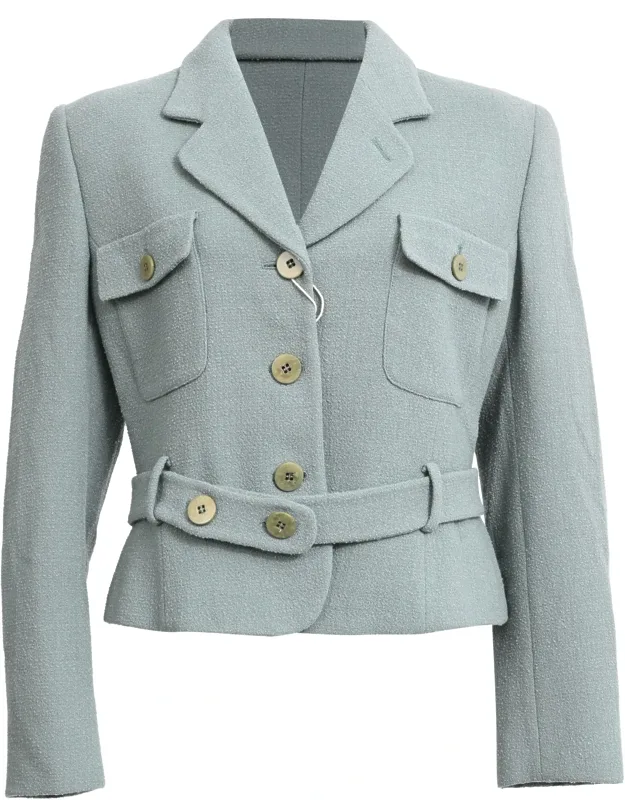 Belted Single-breasted Cropped Blazer