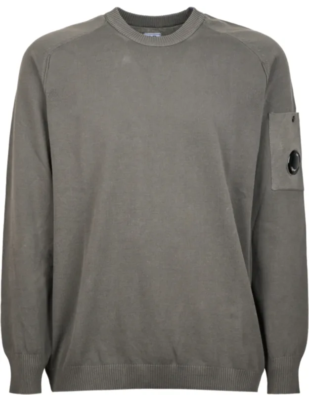 Cotton Crepe Crewneck Utility Lens Sweater