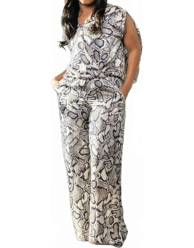 Snake Satin Draped Cape Top