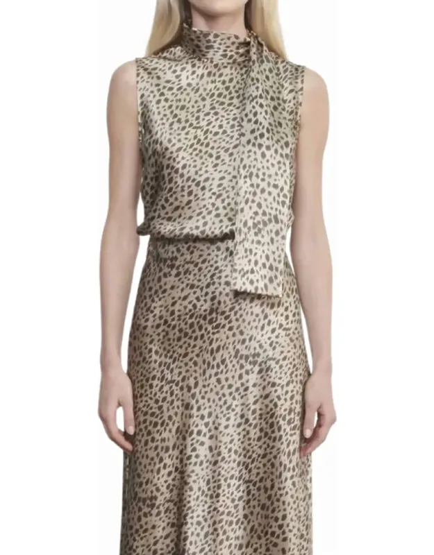 Silk Satin Sleeveless Scarf Top
