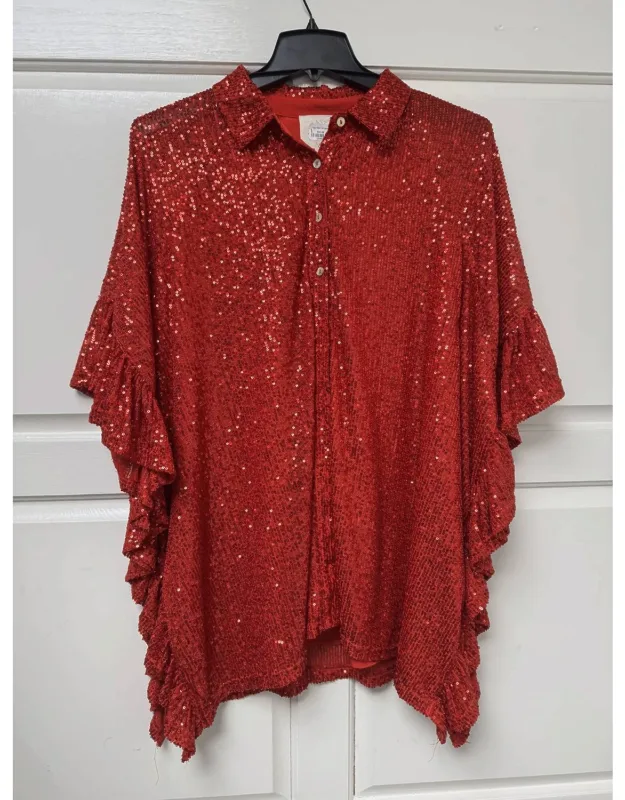 Sequin Poncho Blouse