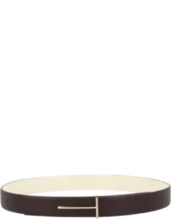 Leather Minimalist Metallic T Buckle Belt