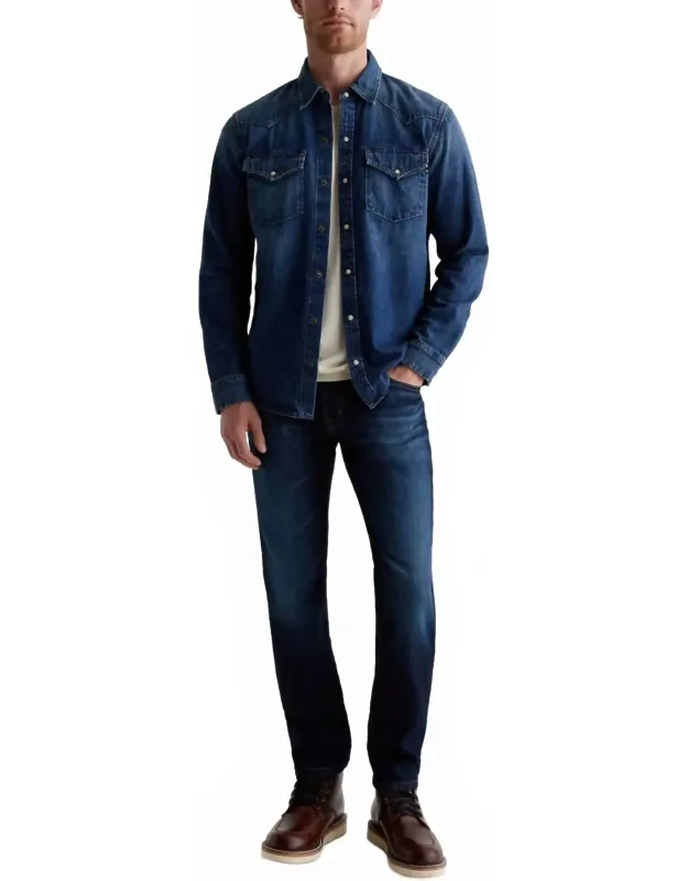 Tellis Jean In Viper With Fitted Upper Block And Tapered Leg Opening