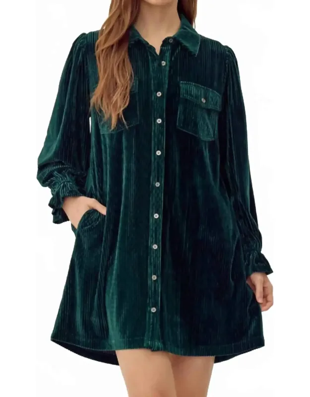 Corduroy Velvet Shirt Dress