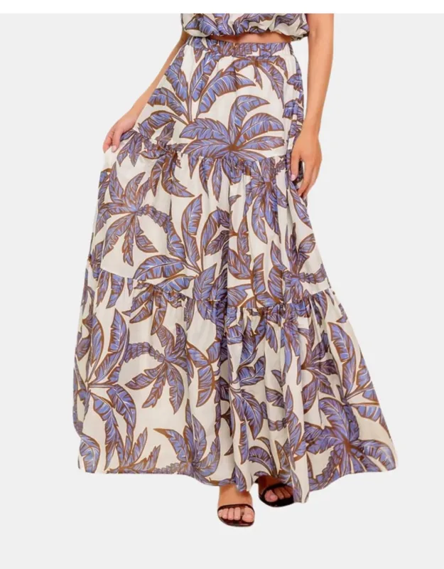 Riviera Palm Tiered Maxi Skirt