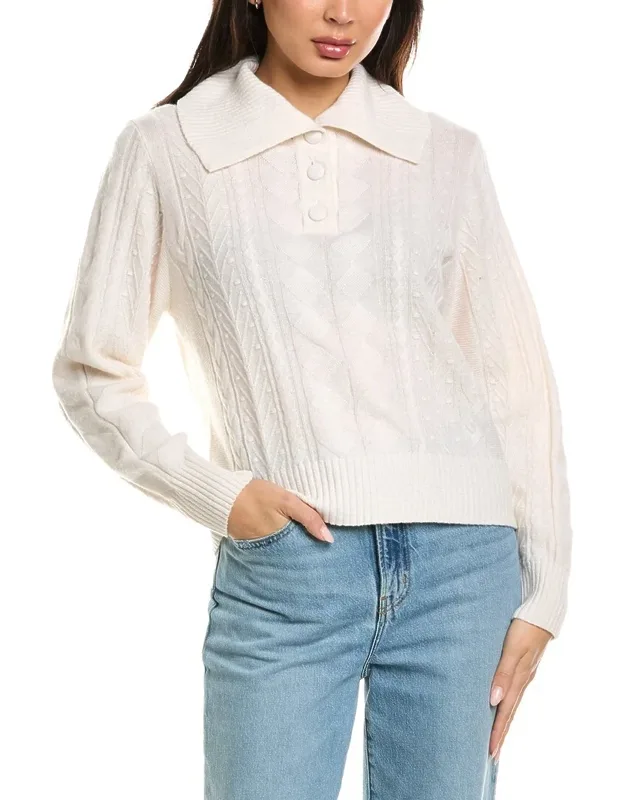 Mixed Cable Collared Button Up Polo Sweater