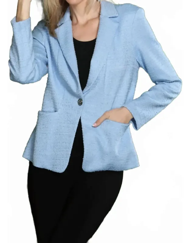 Bouclé Fitted Notched Collar Blazer