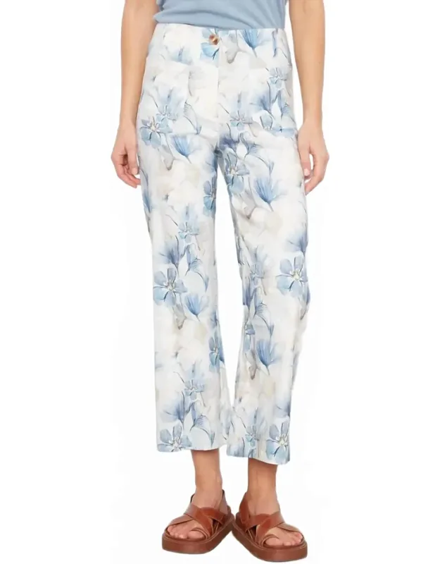 Printed Cropped Linen Blend Pants