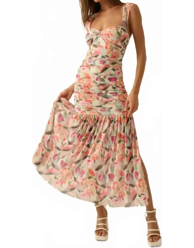 Floral Mesh Maxi Dress