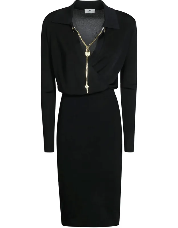 Fitted Knit Collared Mini Dress