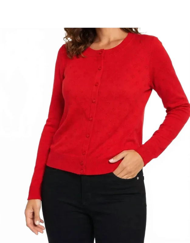 Button Down Front Pointelle Cardigan