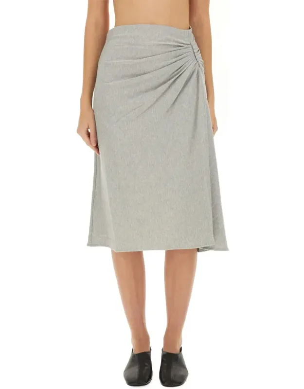 Draped Gathered Cotton Skirt